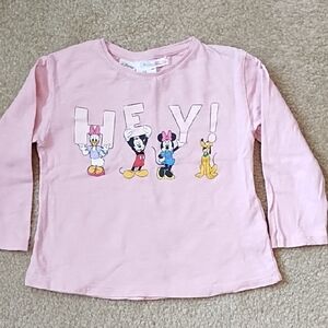 Zara T-shirt Girls 3-4 Years Old Disney Characters Long Sleeve Lightweight Pink